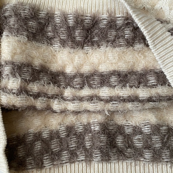 STEFANEL Winter Sweater Women, Light Color cream , white size M Honeycomb design - Picture 16 of 16